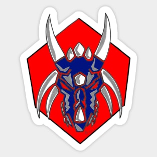 Blue Dragon Head Mounted on Red Sticker